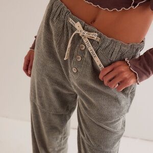 Free People Olive Green Corduroy Drawstring Pants